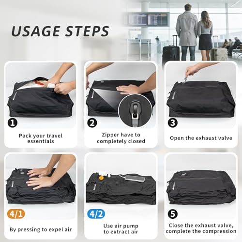 YEEKORO Vacuum Bag for Travel, Professional Vacuum Compression Bags, IPX8 Waterproof Reusable Anti Tear Space Saver Vacuum Storage Bags for Suitcase Luggage Travel — view 6