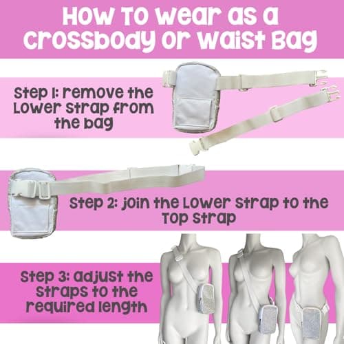 3-IN-1 Thigh Bag Fanny Pack Crossbody Bag | Carnival Leg Harness for Women | Holographic Waist Bag | Rave Leg Pack with Buckles, Rose Gold, One Size, 3-in-1 Thigh Bag, Fanny Pack, Crossbody — view 4
