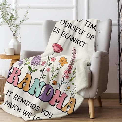 Grandma Gifts, Grandma Birthday Gifts – Utra Soft Flannel Floral Blanket Throw “How Much We Love You” – Thoughtful Present for Grandmmother from Grandchildren on Birthday Mothers Day Christmas — view 5