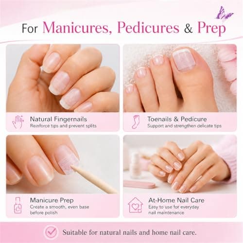 4Pcs Silk Nail Wrap Kit for Split Nails, Glue, File and Manicure Stick — view 5