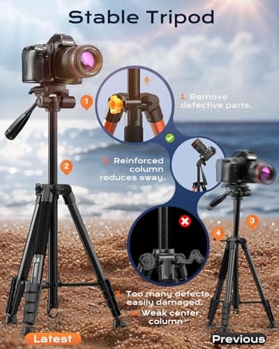 JOBFRI 73" Camera Tripod for Camera and Phone, Aluminum Travel Tripod — view 2