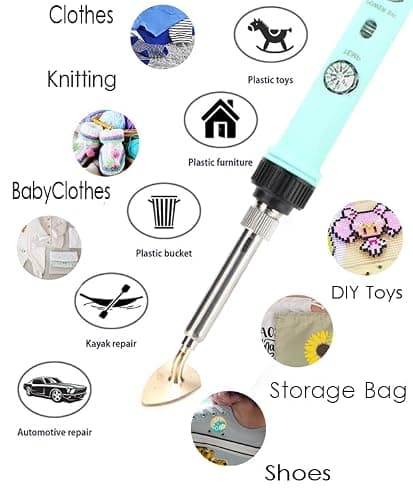 Mini Iron for Crafting and Sewig, 80W Adjustable Temperature Small Iron with 3 Replaceable Tips, Precise DIY Tool for Patches Hats Shoes, Easy to Use (Green) — view 2
