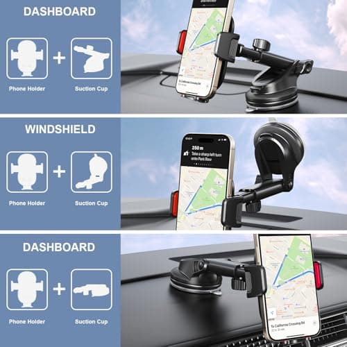 Arteck Car Mount, Universal Mobile Phone Car Mount Holder 360° Rotation for Auto Windshield and Dash, for Cell Phones Apple iPhone 15, 15 Pro, 14, 14 Pro, 13, 12, 11, SE, Android Smartphone, GPS — view 2