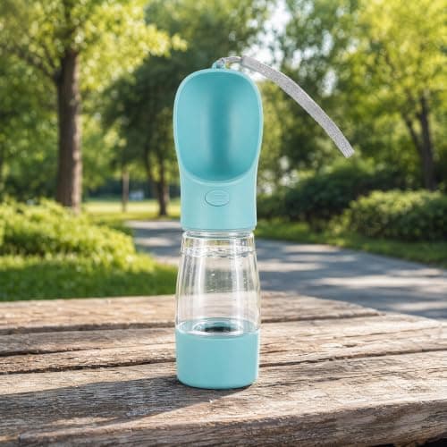 Sky Blue Portable Dog Water Bottle for Walking, 3-in-1 Pet Water — view 6