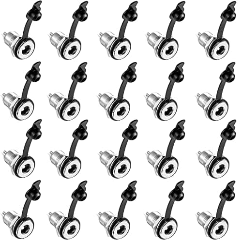 RUNCCI-YUN 20Pack 5.5 mm x 2.1mm DC Power Female Socket, DC Female Panel Mount Connector solder DC Connector with Waterproof Cover Cap for Audio Video Phone CCTV