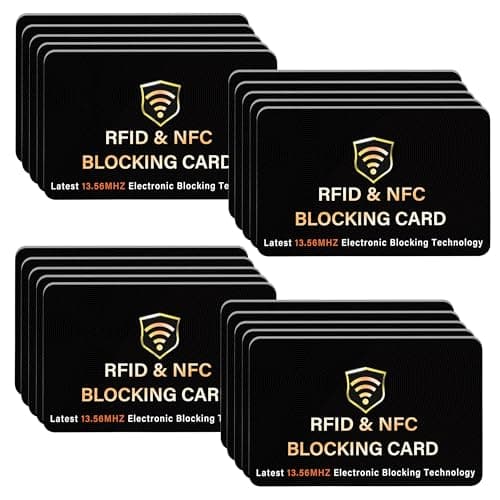 SAITECH IT RFID Blocking Card, 20 Pack Premium Contactless NFC Debit Credit Cards Passport Shield Protector Blocker Set for Men & Women, Smart Slim Design Perfect for Wallet/Purse - Black