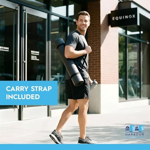 Harbour Housewares Rubber Treadmill Mat – 180 x 75cm – Black - Heavy-Duty NBR, Non-Slip, Water & Abrasion Resistant, Home Gym Floor Protector, Portable Exercise Mat — view 5