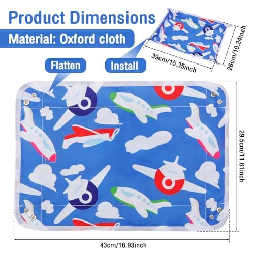 Anihet Kids Tray Table Cover, Foldable Airplane Travel Tray Cover with Clear Pocket, Universal Airplane Must Haves Travel Essential for Plane, Train, High Chair(Plane) — view 2