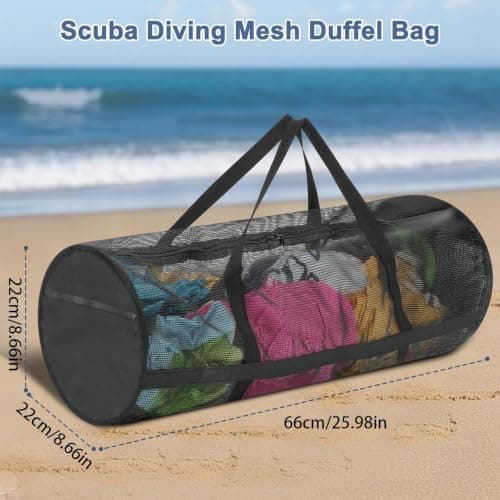 Diving Mesh Duffel Bag, Snorkel Gear Bag, Scuba Travel Tote, Spacious and Foldable Design, Breathable Mesh Construction, 27.56x11.02x11.02 Inches, for Snorkeling, Scuba, Swimming, Or Beach Trips — view 2
