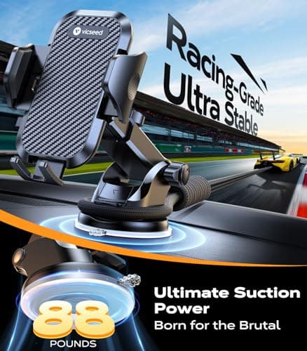 2025 BEST [Rally Racing-Grade] Car Phone Holder for Cars [95+LBS Strongest Suction] 3In 1 Dashboard Windscreen Vent Mobile Phone Holder for Car [Big phone & Thick Case Friendly] for iPhone Samsung — view 3