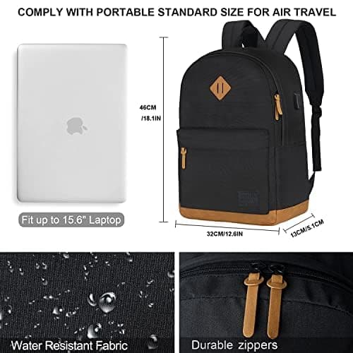 KOPHLY Large Laptop Backpack with USB Charging Port for Men and Women, Classic Travel Backpack for College, Work Bag(Dark Grey) — view 3