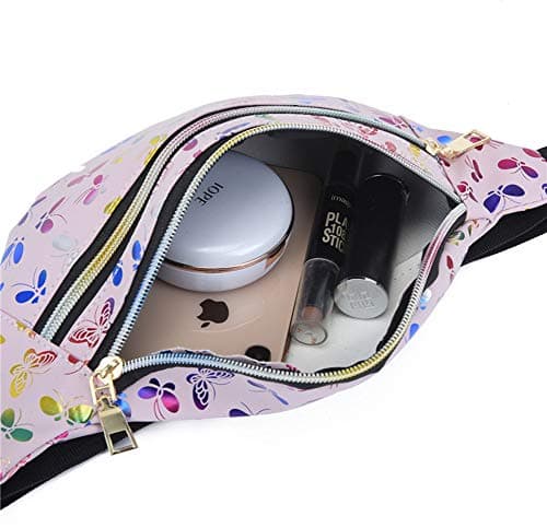 Estwell Bum Waist Bag for Women Girls Fashion PU Leather Waterproof Ladies Festival Fanny Pack Lightweight Hip Pouch Travel Holiday Waist Pack Shiny Bumbag — view 3