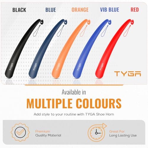 TYGA Long Handled Plastic Shoe Horn for Men & Women, Orange, 43cm, Pack of 1 — view 6