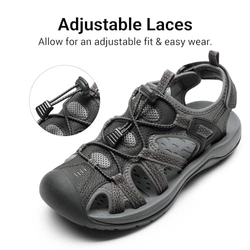 DREAM PAIRS Women Lightweight Hiking Sandals,Size 9,Black/Dark Grey — view 4