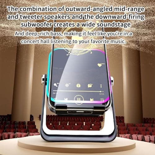 Induction Speaker, Audio Station with Light, 10W Phone Holder Charger Speaker, Versatile Audio Stand & Charger Induction Speakers for Birthday Travel Home Men Women — view 2