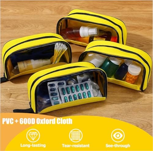 BAOZENP Empty First Aid Pouch - Color Coded Emergency Organizer Bag with Zipper & Transparent Window, Med Supplies Storage for Travel, Camping, Office, Car & Home, 5Pcs (Yellow) — view 3