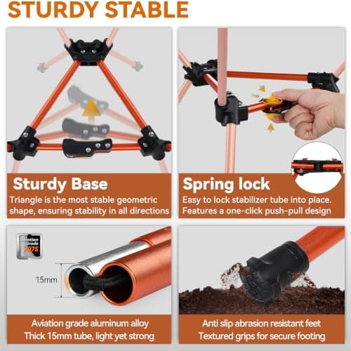 MARCHWAY Lightweight Folding Camping Chair with Spring Lock, Stable Compact Portable for Outdoor Camp, Travel, Beach, Picnic, Festival, Hiking, Backpacking (Orange) — view 4
