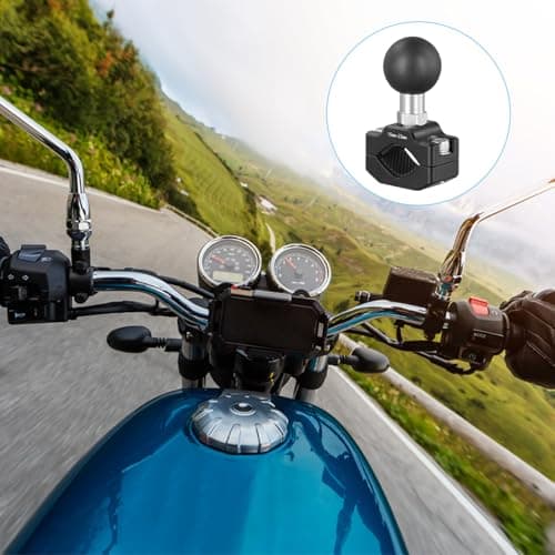 1 Inch Ball Head Handlebar Mount, RAM Ball Head Adapter with U-bolt Mounting Base, 25.4 mm/1" Aluminum Alloy Ram Mount Ball Base, Motorcycle Bicycle Handlebar Mount Clamp with Ball Connector — view 5