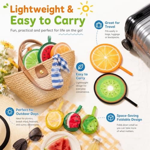 Qabonl 4Pcs Fruit Folding Hand Fans for Summer Cooling and Party Decor — view 6