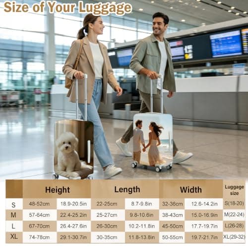ZEXUPER Personalized Suitcase Protector,Custom Luggage Cover - Add Your Photo, Name & Text, Double-Sided Design, Elastic & Washable Travel Baggage Cover — view 4