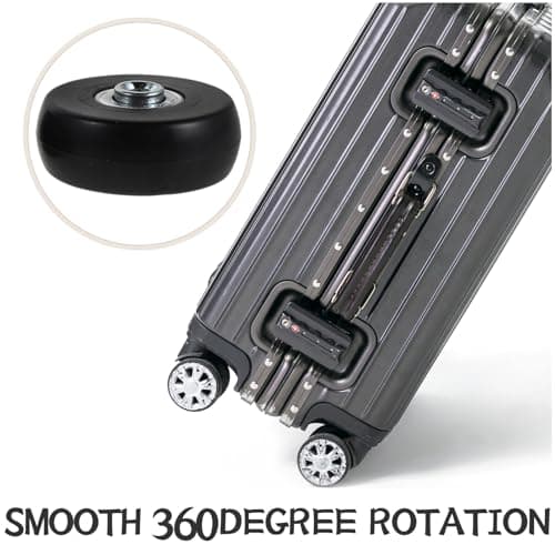 Healeved Universal Suitcase Replacement Wheels 2pcs Rubber Metal Swivel — view 3