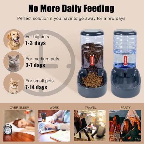 Automatic Pet Feeder Small&Medium Pets Automatic Food Feeder and Waterer Set 3.8L, Travel Supply Feeder and Water Dispenser for Dogs Cats Pets Animals — view 5