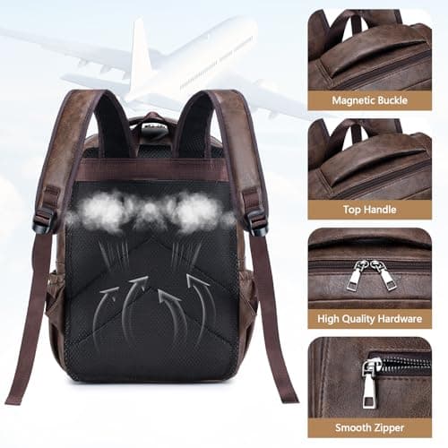 SUCIKORIO 40x30x15 British Airways Travel Backpack Underseat Cabin Bag Luggage KLM Jet2 Waterproof PU Leather Travel Rucksack Cabin Size for Plane Hand Luggage 14 Inch Laptop Backpack For Womens, Mens — view 5