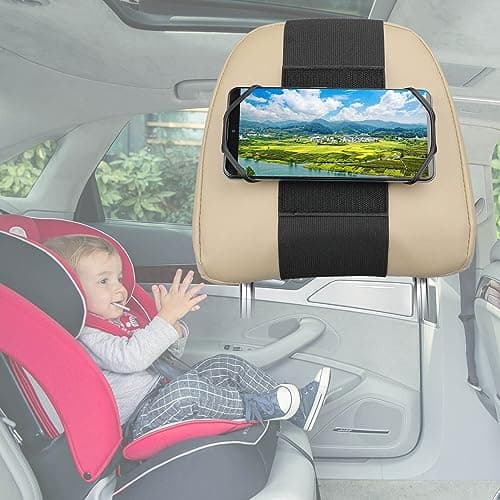 HTLAKIKJ Phone Mount for Car Headrest Fits All 3.5-7 Inch Cell Phone and Devices Silicone Car Phone Holder Mount for Kids in Back Seats - Black — view 6