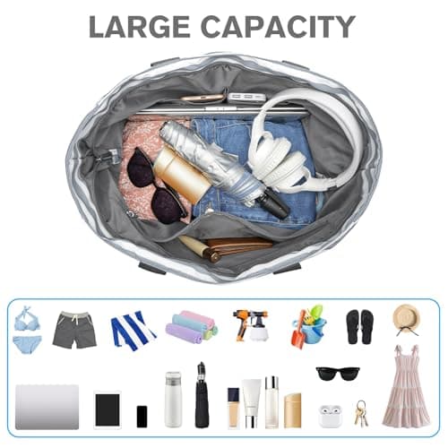 G4Free Large Beach Bag for Women Waterproof Sandproof Beach Tote Bag with Makeup Bag Zipper Pocket — view 5
