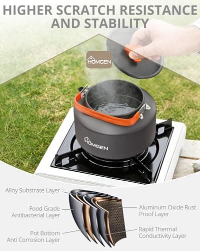 HOMGEN 2L Large Portable Camping Kettle for Outdoor Hiking with Carry Bag — view 3