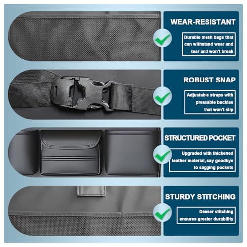 VEHIRIE Car Back Seat Organiser with Foldable Table Tray – Premium Leather Kick Mat for Kids, Multifunctional Travel Tray with Toy Pockets, Seat Back Protector & Tablet Holder – Black — view 2