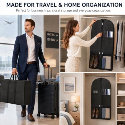 43 Inch Suit Bag, 2 Pack Foldable Garment Bags for Travel and Storage — view 6