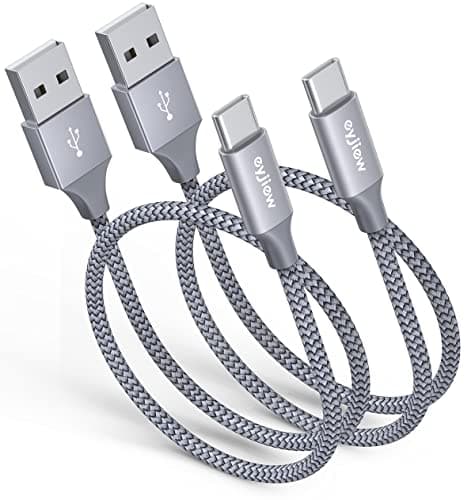 eyjiew Short USB C Charger Cable 0.5m 2Pack, USB to USB C Car Charger Cable