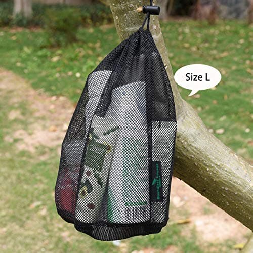 iBasingo Black Drawstring Mesh Bags Nylon Stuff Sack 5 Pack BVP03 — view 3