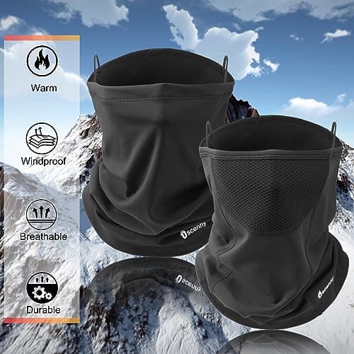 Oscenny Snood Windproof Multifunctional Winter Fleece Motorbike neck warmers Mens Loop Scarf Women's Scarf Keep Warm Sports Neck Warmer for Skiing Bicycle Jogging Moto Cycling (Black-Net) — view 5