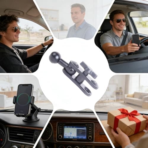 17mm Ball Joint Extension Arm - Female to Male Head Adapter, Universal Car Phone Holder Base | Tight Fit Bump-Resistant Mounting Bracket for Dashboard, Air Vent, Travel, Hands-Free Calling — view 5