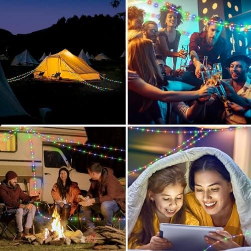 HAMLITE Camping Light String: 2 in 1 Outdoor Waterproof Portable Stowable Fairy Light with 5 Modes 2 Pack - USB Rechargeable RGB String Lights for Garden, Patio, Summer Camping, Tent & Party Decor — view 3