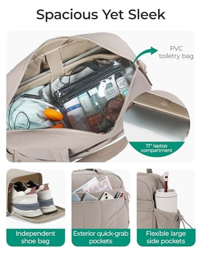 BAGSMART Womens 42L Travel Gym Bag Set, Carry on Hand Luggage Cabin Bag — view 3
