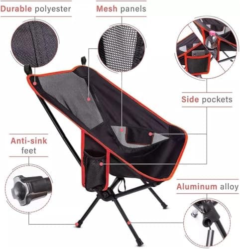 Nestling Ultralight Folding Camping Chair - Compact, Portable (Red) — view 3