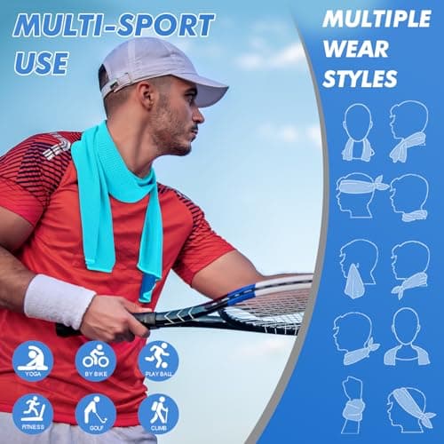 CSITE 6 Pack Cooling Towels (120x30cm) for Neck and Face, Ice Towel for Hot Weather, Soft Breathable Chilly Gym Towels, Microfiber Towel for Work Out, Yoga, Running, Camping & More Activities — view 3