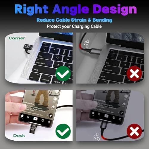 IVIVTOR USB C Magnetic Adapter 90 Degree Pack of 2 240 W Type C Magnetic Plug Angle 24 Pin - USB-C Magnetic Adapter 80 Gbps 8K Fast Charge & Data Transfer for Laptops Tablets Smartphones - Black — view 6