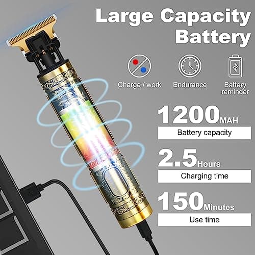 Hair Clippers for Men, Rechargeable Beard Trimmer with 4 Limit Combs, Grooming Kit for Barbers Haircut, USB Type-C Charging, Professional Shaver Gifts — view 5