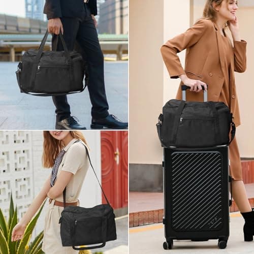 Small Gym Bag, Waterproof Sports Bags 40x20x25cm fits Ryanair Cabin with Adjustable Shoulder Strap, Gym Duffel Bag, Small Holdall Bags for for Women Men Sport Overnight Travel Weekend Trip (Black) — view 2
