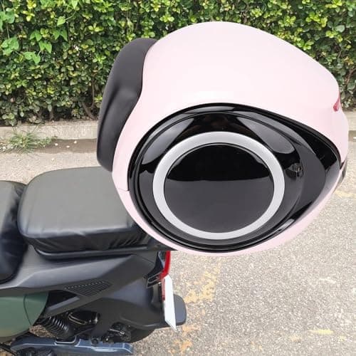 Drfeify Motorcycle Top Case ABS 32L Motorcycle Rear Case Portable Trunk Box with PU Lining Reflective Strip and Backrest for Commuting Touring Motorcycles (Pink) — view 4