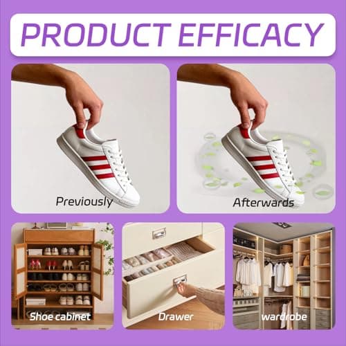 Aoyfuwell 12 PCS Shoe Deodorizer，Odour Eaters，Long-Lasting Deodorizer, Reusable Shoe freshener, Keeps Shoes Fresh for 24 Hours.Lavender-Scented Shoe deodorizing Balls。 — view 3