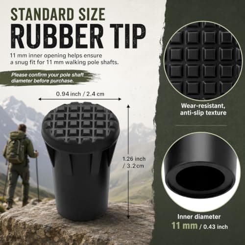 Limiebllu 8 Pcs Hiking Poles Rubber Buffer,11mm Walking Pole Rubber Tips — view 2