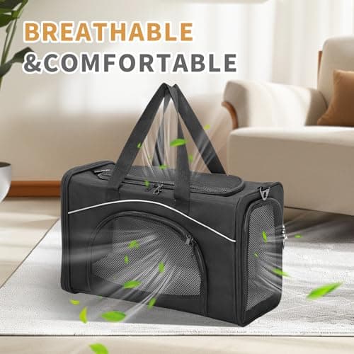 Petsfit Cat Carrier Airline Approved ，Large Cat Carrier,Foldable Cat Carriers Medium Two-Way Placement on Plane for Cats and Small Dogs, Black — view 3
