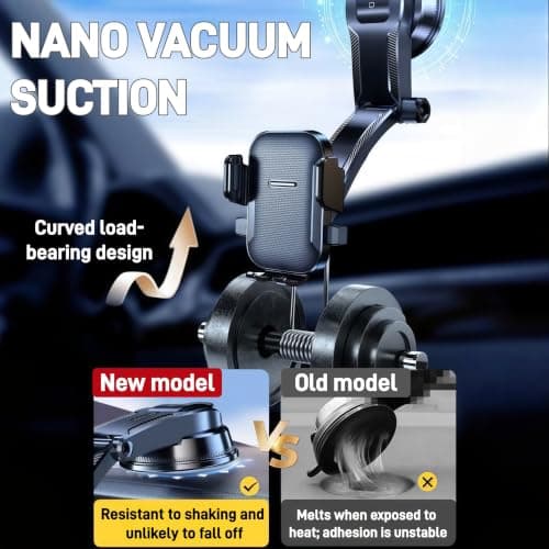 Car Phone Holder for ZEEKR 9X 2026,Dashboard Windscreen Suction Cup Phone Holder,One Button Release Mobile,360° Rotation Adjustable Car Mount,for 4-7.2” Phones — view 3