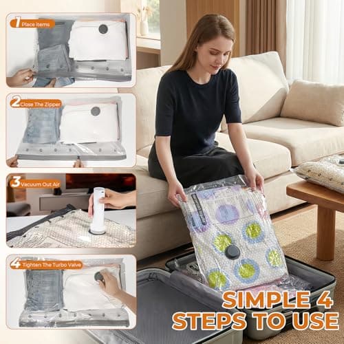 9 Pack Vacuum Bags with Wireless Electric Air Pump, Reusable Space Saver Compression Bags for Clothes, Travel Storage Organizer for Sweaters Shirts Bedding, 3 Sizes for Luggage, Backpack and Suitcase — view 6