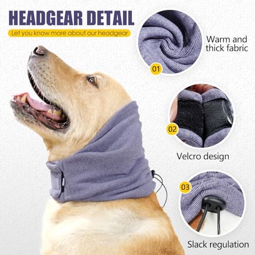 Anlitent Original Calming Dog Ear Headband,Head Ear Cover Protective Puppy Neck and Ears Warmer, Dog Ear Muffs & No Shake Ear Wrap for Comfort for Thunder Winter Firework Noise Bathing (Purple, Small) — view 2